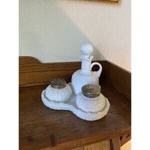 Antique Victorian Challinor Taylor Forget Me Not Pattern Condiment Shaker Set